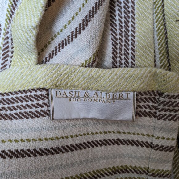 DASH & ALBERT 100% Cotton Area Rug 60x72 Indoor Outdoor Green Brown Striped Mat - Picture 3 of 4
